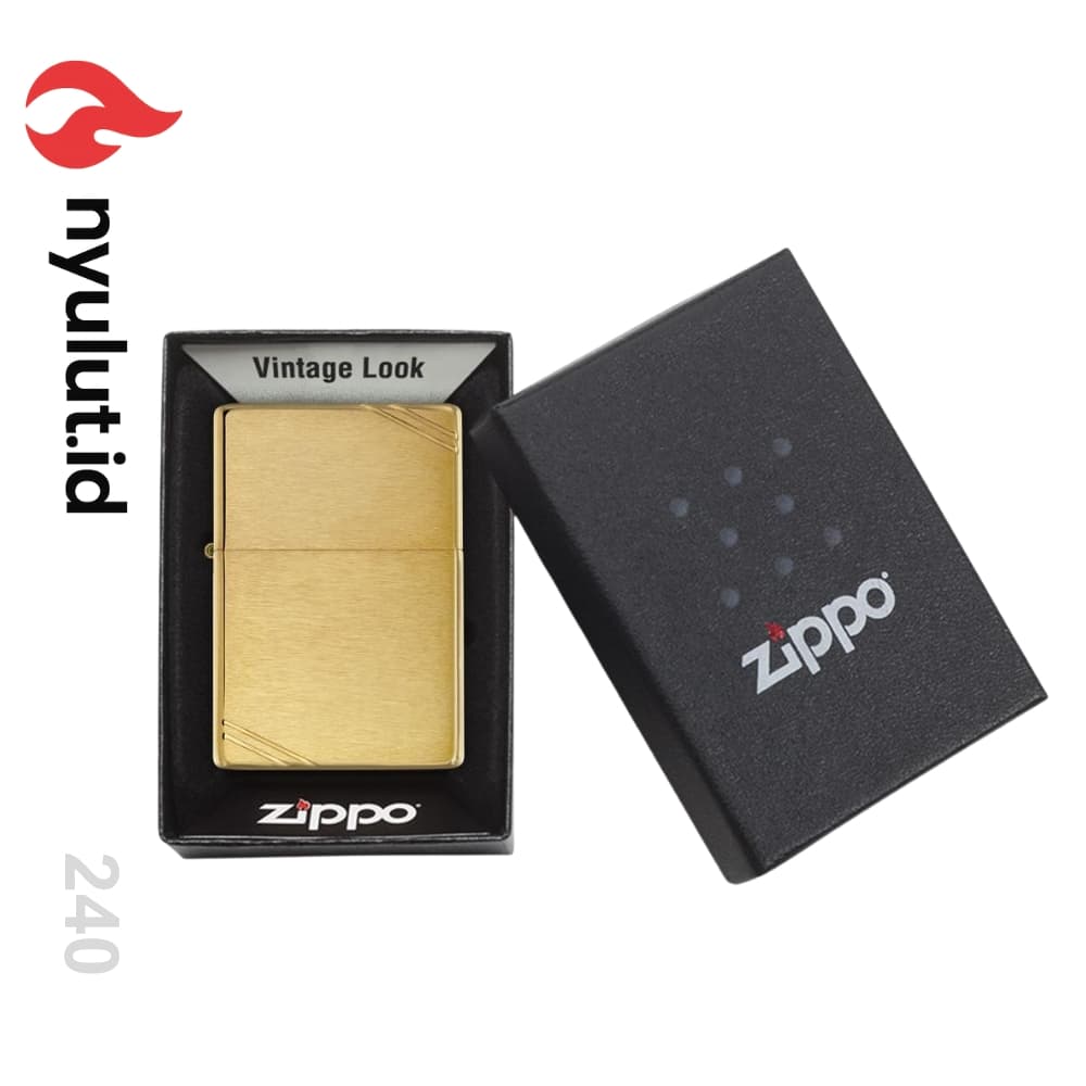 Preview Zippo 240 Brushed Brass Vintage with Slashes Made in USA - 3