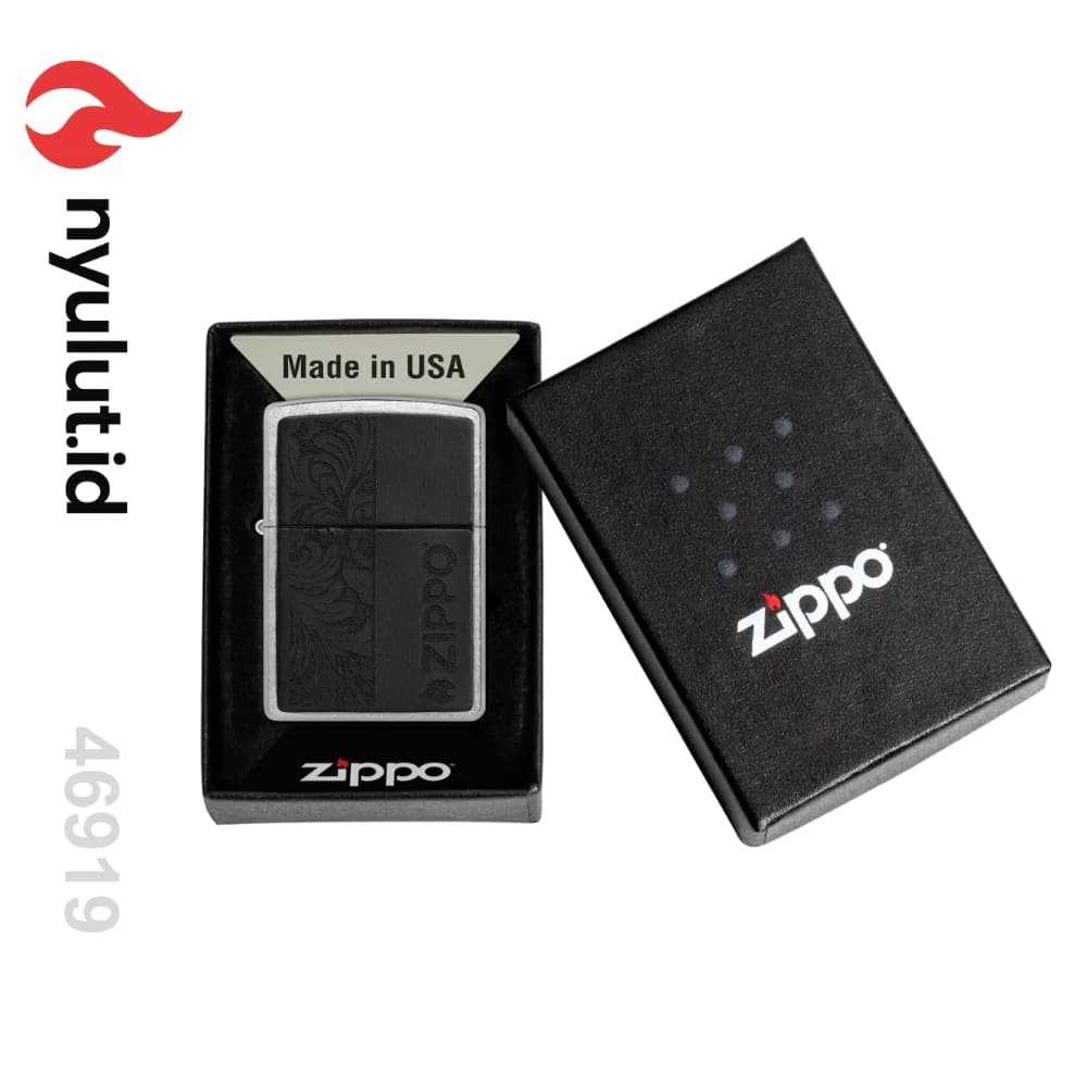Zippo 46919 Black Leather Emblem Made in USA