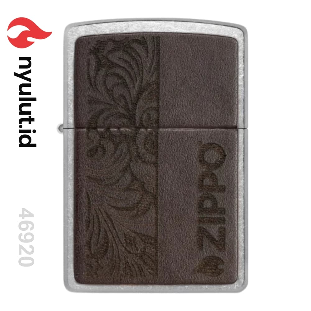 Zippo 46920 Brown Leather Emblem Made in USA